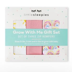 Little Sleepies Grow With Me Gift Set - 3 Zip Rompers Sizes 0-3m, 3-6m, 6-12m